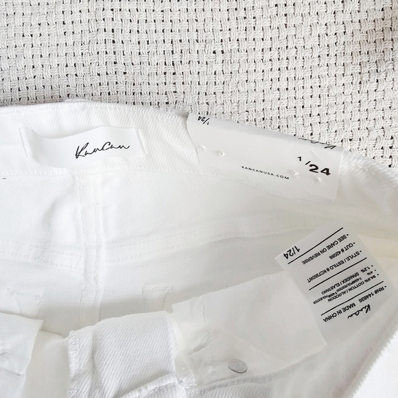 KanCan High Rise Slim Straight Fit Denim Jeans Stretch Distressed White 1/24 NEW - Picture 9 of 13